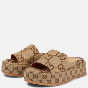 GUCCI GG MAXI CANVAS PLATFORM SLIDES